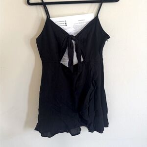 Black Linen Dress Ruffle Keyhole Tie mini dress Cotton Candy LA women’s small